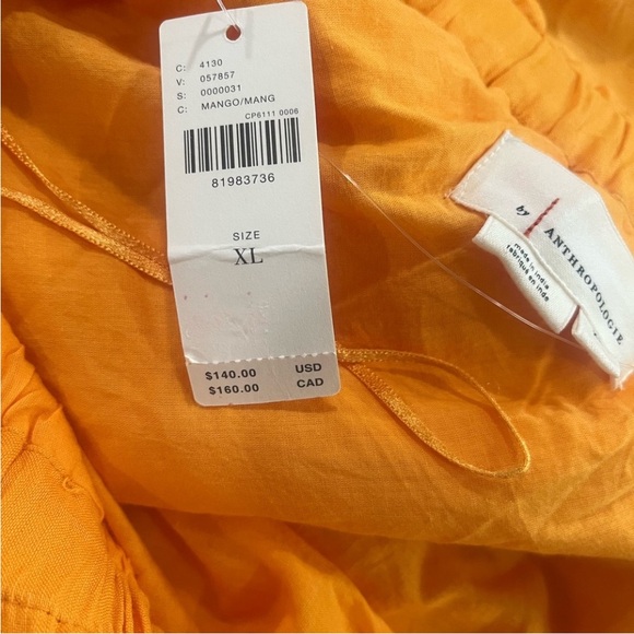 Anthropologie One-Shoulder Linen Blend Mango Mini Dress, Size XL, NWT - Picture 9 of 13
